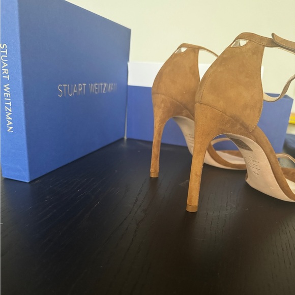 Stuart Weitzman Nudistsong Suede Heels - Basket Brown - Picture 2 of 4